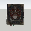 Antique Decorative Book With Leather Cover Intricate Badge Design Metal Clasp And Blue Sky Background