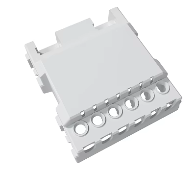 White Plastic Connector Component With Multiple Circular Holes For Electrical Mechanical Applications 3d model