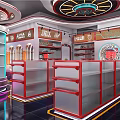Futuristic Sci Fi Interior Design With Metallic Structures Colorful Lighting And Circular Elements 3d model