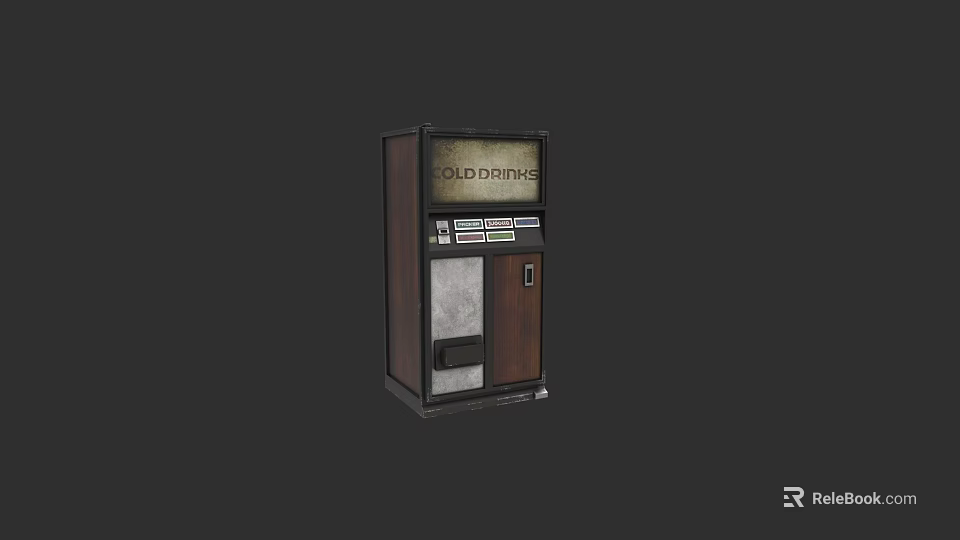 Smart Vending Machine Dispensing Cold Drinks With Wooden Cabinet Design 3d model 