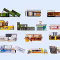 Various Cafes Showcasing Different Architectural Exterior Designs With Colorful Styles Windows And Balconies