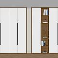 Modern White Wardrobe Design Featuring Open Door Shelf Storage With Books And Decorations