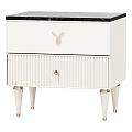 Modern White Nightstand With Black Marble Top Gold Tapered Legs And Ribbed Drawer