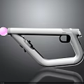 White Toy Gun Design With Pink Ball On Front And Ergonomic Handle Grip