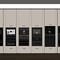 Modern Built in Kitchen Appliances Displayed With Multiple Units In Row 3d model