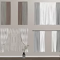 Multiple Curtain Styles in Cream and Light Gray with Pleated Fabric and Tieback Details