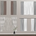 Modern Curtain Pleated Curtain Fabric Gauze Curtain 3d model