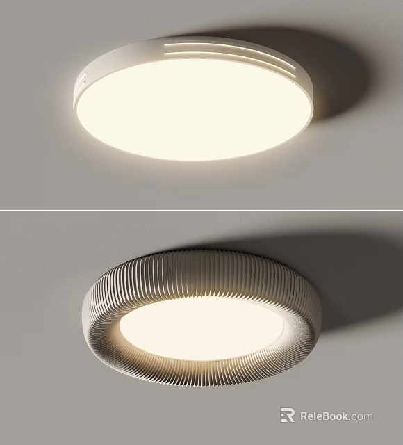 Modern Round Ceiling Light with Sleek Design Textured Edge for Bright Uniform Lighting 3d model 
