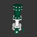 Green And White Industrial Valve With Vertical Structure And Metallic Base