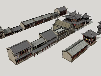Traditional Chinese Ancient Architecture With Tiled Roofs Overhanging Eaves And Classic Layout Design 3d model