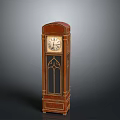 Classic Wooden Grandfather Clock With Ornate Carvings Glass Panels And Brass Accents