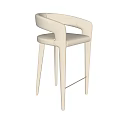 Elegant Beige Velvet Bar Stool With Armrest And Golden Metal Footrest Design
