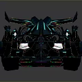 Futuristic Glossy Car With Blue Black Geometric Design And Neon Accents