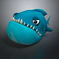 Blue Shark Doll with Cartoon Style Big Eyes Sharp Teeth and Cute Design