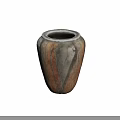 Textured Ceramic Vase With Brown Gray Color And Leaf Pattern Design