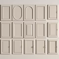 White Door Panels with Various Shapes Neatly Arranged on Wall for Interior Design