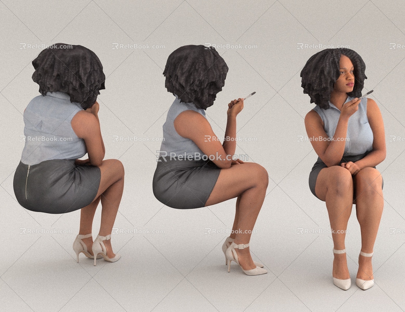 Chat sitting beauty 3d model