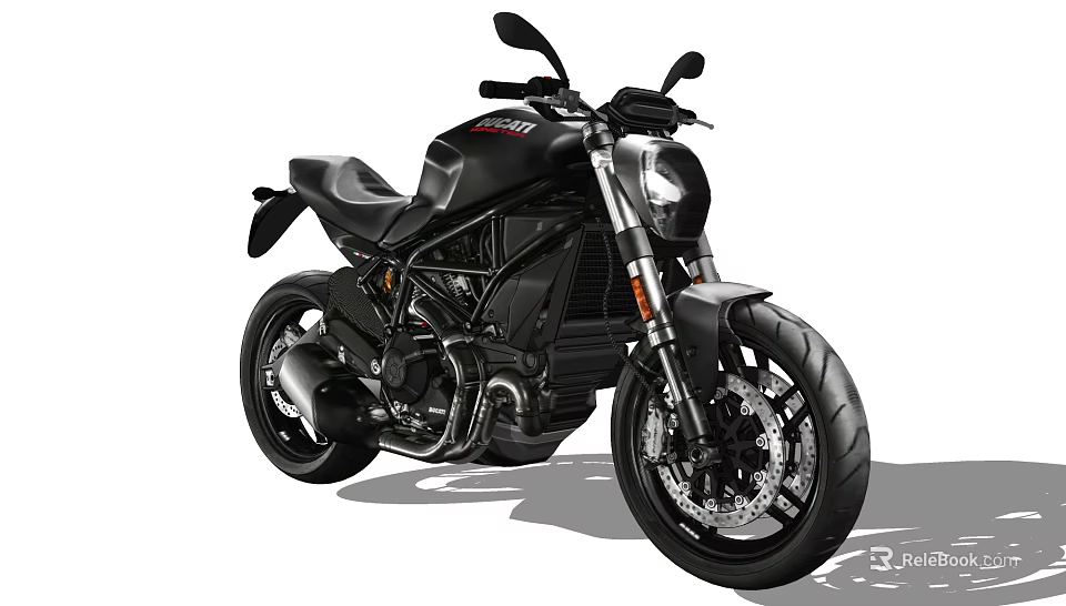 Black Modern Sport Motorcycle With Stylish Headlight Exhaust And Black Seat 3d model 