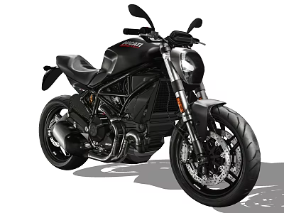 Black Modern Sport Motorcycle With Stylish Headlight Exhaust And Black Seat 3d model