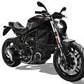 Black Modern Sport Motorcycle With Stylish Headlight Exhaust And Black Seat