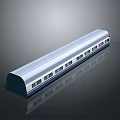 Modern Sleek High Speed Train With Silver Blue Exterior And Window Details On Reflective Surface
