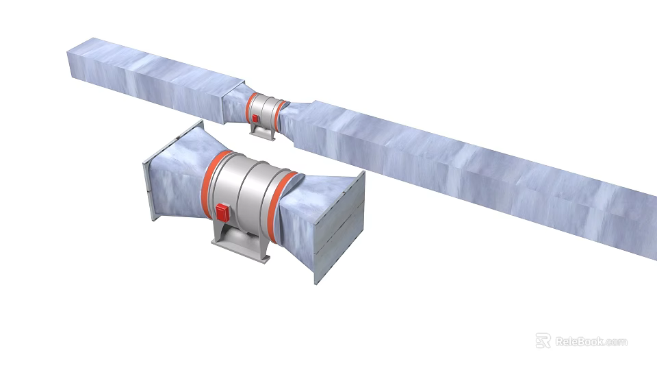Industrial Ventilation Equipment With Duct System And Fan Components Design 3d model 