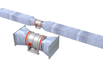Industrial Ventilation Equipment With Duct System And Fan Components Design 3d model