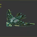 Futuristic Black And Green Spacecraft With Multiple Thrusters And Wing Structure For Interstellar Exploration 3d model