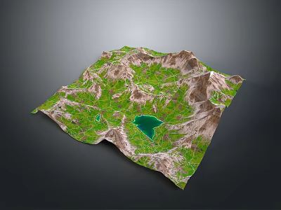 Breathtaking Mountain Landscape With Lush Greenery Blue Lakes And Rolling Terrain 3d model