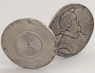 Vintage Silver Coins With Radiant Front Pattern And Portrait Back Inscriptions 3d model