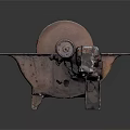 Rusty Vintage Grinding Machine With Metal Wheel And Mechanical Base 3d model