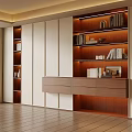 Modern Full Wall Built In Bookcase With Warm LED Lights And Multifunctional Home Storage Design