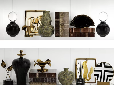 Modern Elegant Decorative Ornament Set With Vases Frames Boxes And Perfume Bottles For Home Interior 3d model