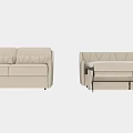 Beige Upholstered Two Seater Convertible Sofa Bed With Patterned Cushions