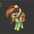 Brown And Beige Mane Pony Toy With Golden Crown Black Eyes And Gray Background
