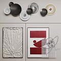 Stylish Wall Decor Featuring Circular Artworks and Modern Paintings with Geometric Patterns 3d model