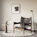 Stylish Mid Century Modern Lounge Chair With Leather Upholstery And Wooden Frame
