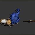 Blonde Warrior Character With Blue Mythical Creature Companion In Golden Armor