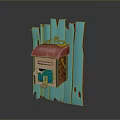 Decorative Small Storage Box With Teal Wooden Fence Pink Roof And Vintage Vine Decor
