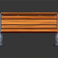 Outdoor Orange Wooden Slat Bench With Sturdy Metal Frame And Backrest