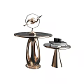 Modern Round Side Tables With Metal Bases And Decorative Ornaments