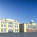 Commercial Street With Traditional Red Brick Dome Arched Doorway And Multi Story Buildings