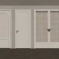 White Interior Doors With Arched Window Panel And Grid Glass Double Design 3d model