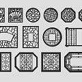 Antique window openwork window grille window grille window partition door and window 3d model
