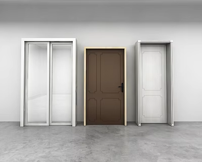 Modern Glass and Wooden Swing Doors in White Brown Gray for Interior 3d model