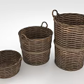 Rustic Woven Storage Baskets with Handles in Different Sizes for Home Organization