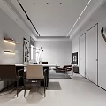 Modern Living Dining Room Interior With Open Layout Sofa TV Unit And Wall Art
