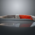 Premium Silver Blade Knife With Red Wooden Handle And Reflective Surface