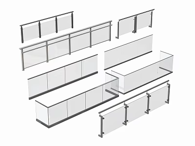 Modern Fence Guardrail Glass Guardrail Glass Guardrail Balcony Guardrail 3d model