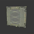 Vintage Industrial Metal Equipment Featuring Square Reinforced Frame And Striped Surface Design